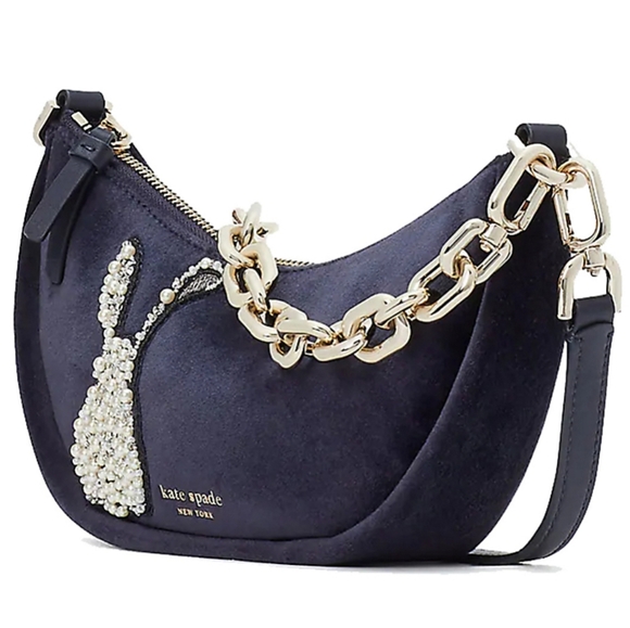 NEW Kate Spade ♠️ Smile Bunny Blue Velvet Crossbody - Picture 2 of 7